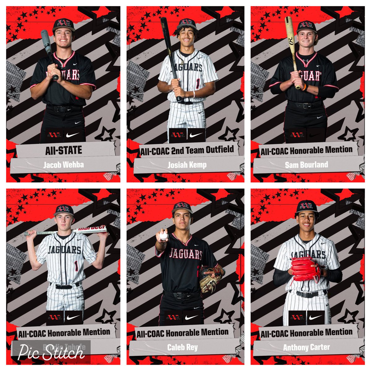 Congratulations to our All-Conference Selections!!
1st Team Infield- <a href="/JacobWehba/">Jacob Wehba</a> 
2nd Team Outfield- <a href="/Josiah23Kemp/">josiah</a> 
Honorable Mentions- <a href="/Sammiebaugh12/">Sammiebaugh13</a> <a href="/anthonycarter_t/">Anthony Carter</a> <a href="/B_inhofe/">Brodie Inhofe 26’</a> <a href="/Crey2707/">Caleb Rey</a>