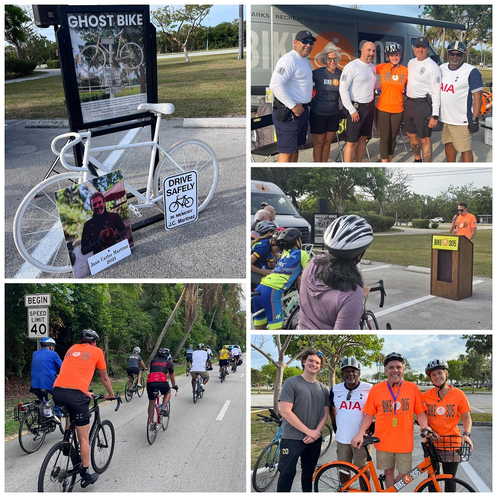 Miami-Dade County PROS BIKE305 hosted the 23rd annual Ride of Silence to honor those who have been injured or lost their lives while riding on public roadways. Miami-Dade TPO participated by bicycling along the Rickenbacker Causeway, escorted by officers.