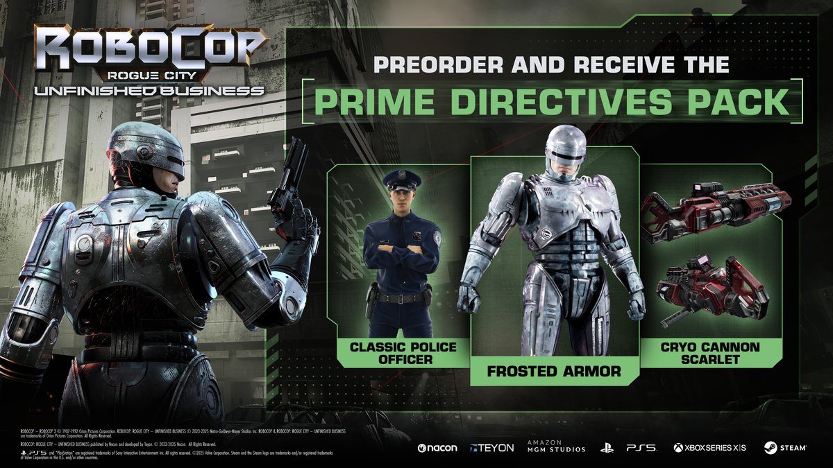Get ready for Unfinished Business on July 17th!

Pre-order RoboCop: Rogue City - Unfinished Business and stay frosty with the Prime Directives Pack. 

Who's ready to take on the OCP's OmniTower?