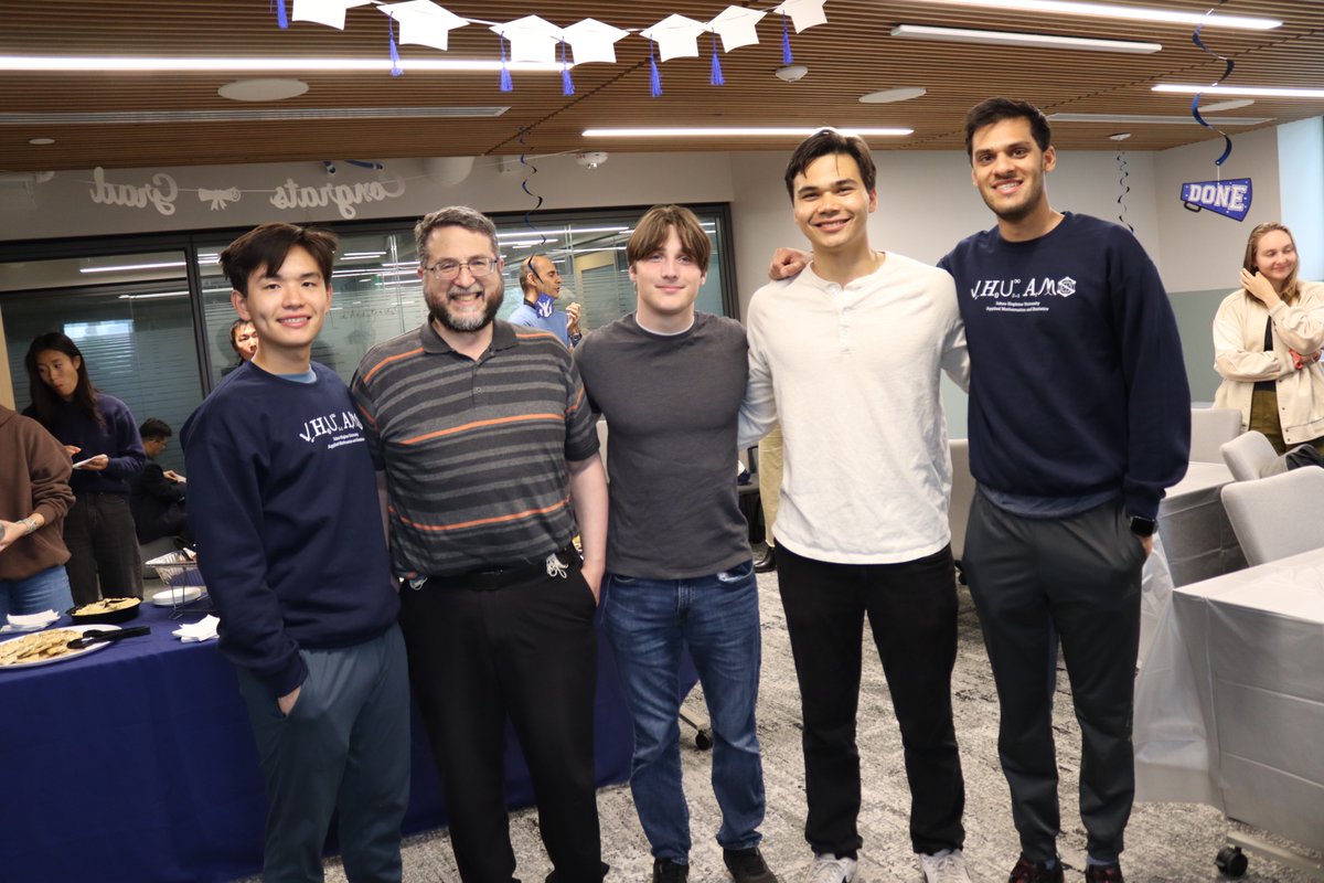 JohnsHopkinsAMS's tweet photo. Congrats to all our department graduates! 🎉 We had a wonderful time celebrating our amazing undergrads at the farewell party. We can't wait to see you cross that stage—go shine! #Graduation2025 #FarewellParty #FutureEngineeers https://t.co/dN6i5gEGjx
