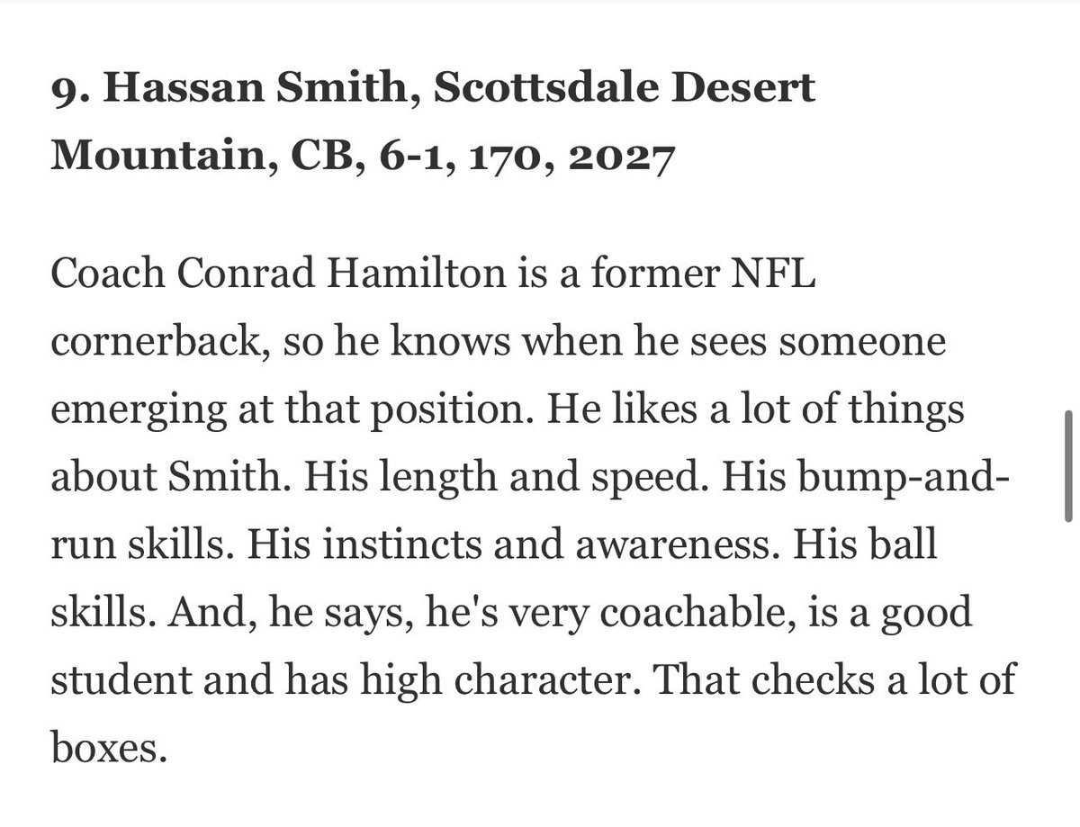 Hassan Smith (@smithhassan10) on Twitter photo Thank you to <a href="/azc_obert/">Richard Obert</a> and <a href="/azcsports/">azcentral sports</a> for the recongnition, Looking forward to a big year! <a href="/DMWolvesFB/">Desert Mountain Wolves Football</a> <a href="/coachconrad41/">Coach Conrad Hamilton</a> Thank you to <a href="/azc_obert/">Richard Obert</a> and <a href="/azcsports/">azcentral sports</a> for the recongnition, Looking forward to a big year! <a href="/DMWolvesFB/">Desert Mountain Wolves Football</a> <a href="/coachconrad41/">Coach Conrad Hamilton</a>