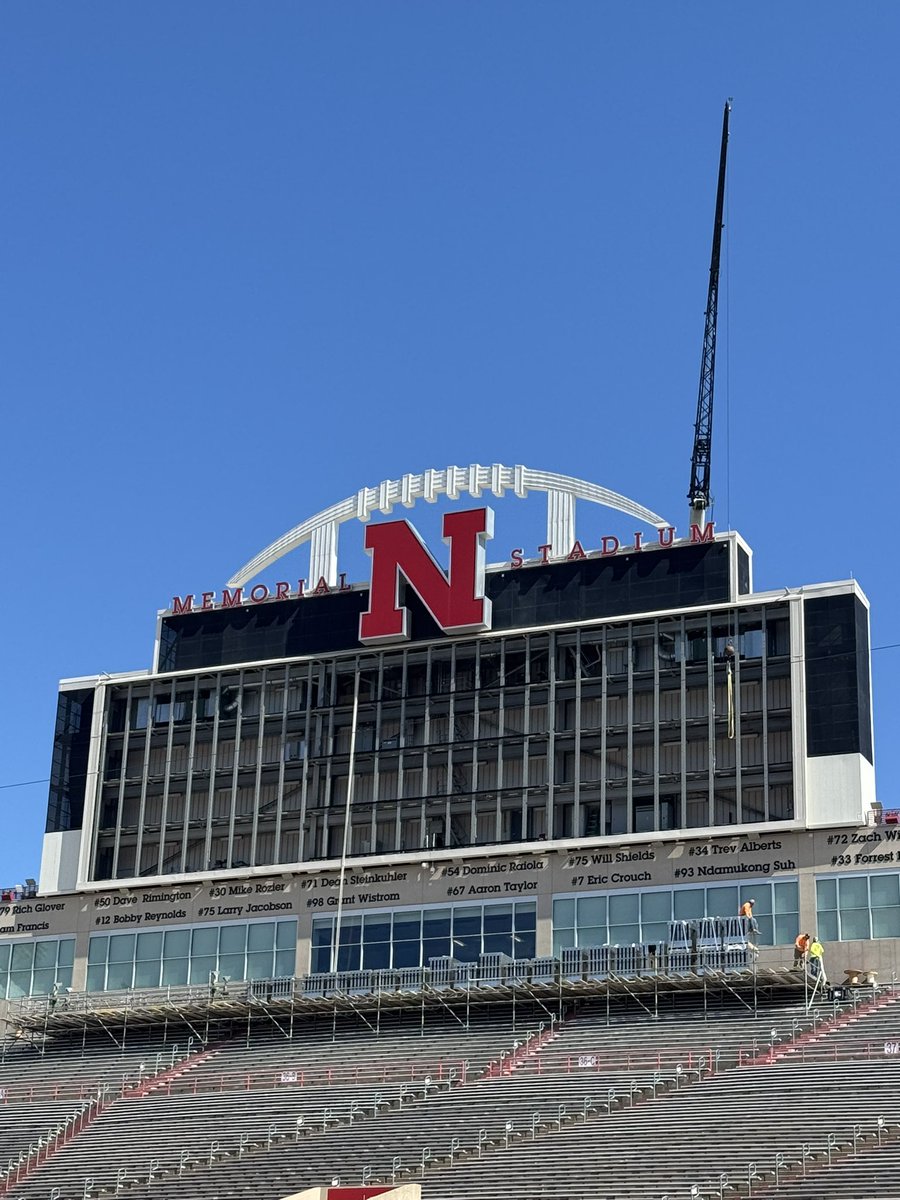 Summer is construction season.  Replacement of the panels on the Memorial Stadium video board, complete reconstruction of the grass practice fields and new stadium turf all
In progress  GBR