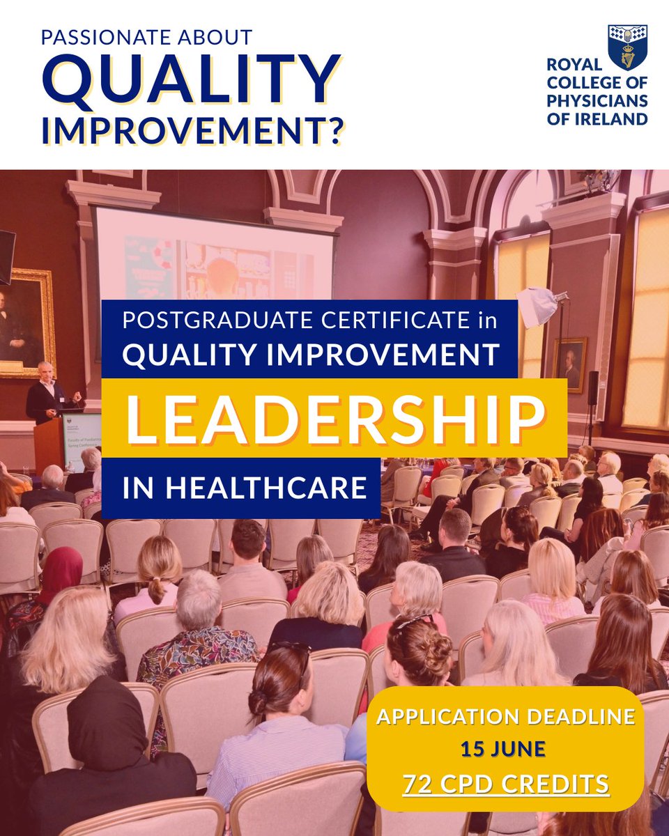 ANNOUNCEMENT 📢: Postgraduate Certificate in Quality Improvement Leadership in Healthcare | Deadline 15 June

This course empowers learners to implement quality improvement theories and methods in the workplace. 

Apply now 👉courses.rcpi.ie/product?catalo…