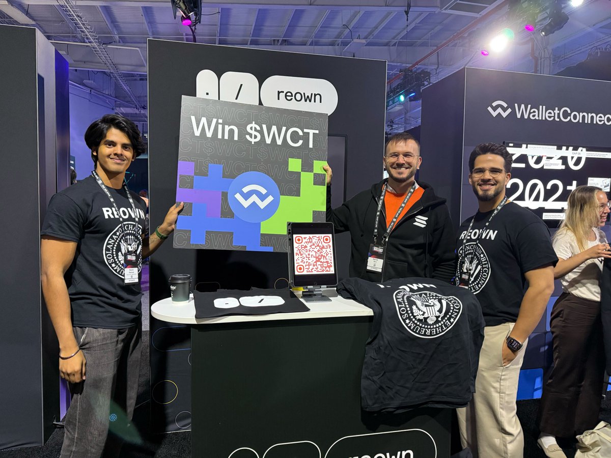 Reown (@reown_) on Twitter photo And we’re live <a href="/SolanaConf/">Solana Breakpoint 🇦🇪 Abu Dhabi Dec 11-13</a> 🇺🇸🔥
Come through to the Reown x <a href="/WalletConnect/">WalletConnect</a> booths
✅Take the next step in leveling up your app’s UX
✅Play WCT Bingo (50K $WCT up for grabs)
✅Claim exclusive merch And we’re live <a href="/SolanaConf/">Solana Breakpoint 🇦🇪 Abu Dhabi Dec 11-13</a> 🇺🇸🔥
Come through to the Reown x <a href="/WalletConnect/">WalletConnect</a> booths
✅Take the next step in leveling up your app’s UX
✅Play WCT Bingo (50K $WCT up for grabs)
✅Claim exclusive merch