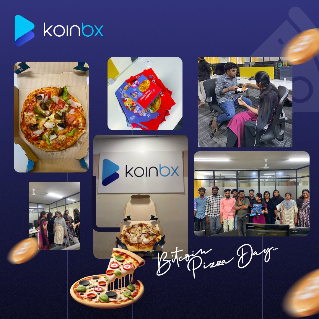 KoinBX's tweet photo. Slices, smiles, and satoshis! 🍕✨

On #BitcoinPizzaDay, the KoinBX folks joined together to celebrate the transaction that started it all: 10,000 BTC for two pizzas.

Today? That slice is worth over $1 billion 😲

But for us, the real value is in the people, the passion, and the purpose behind the crypto revolution.

Here’s to crypto, and every delicious moment in between.

#KoinBX   #Bitcoin  #BTC