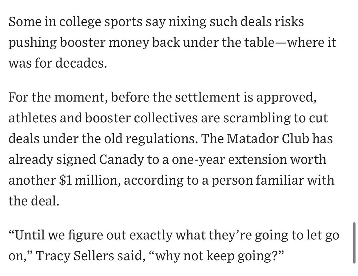 Two important points raised here.

1. Some female athletes will suffer large financial harm under the House settlement terms.

Many will almost certainly be paid much less than now because of the salary cap &amp; collective/booster limits.

Won’t be much $ left after paying men.