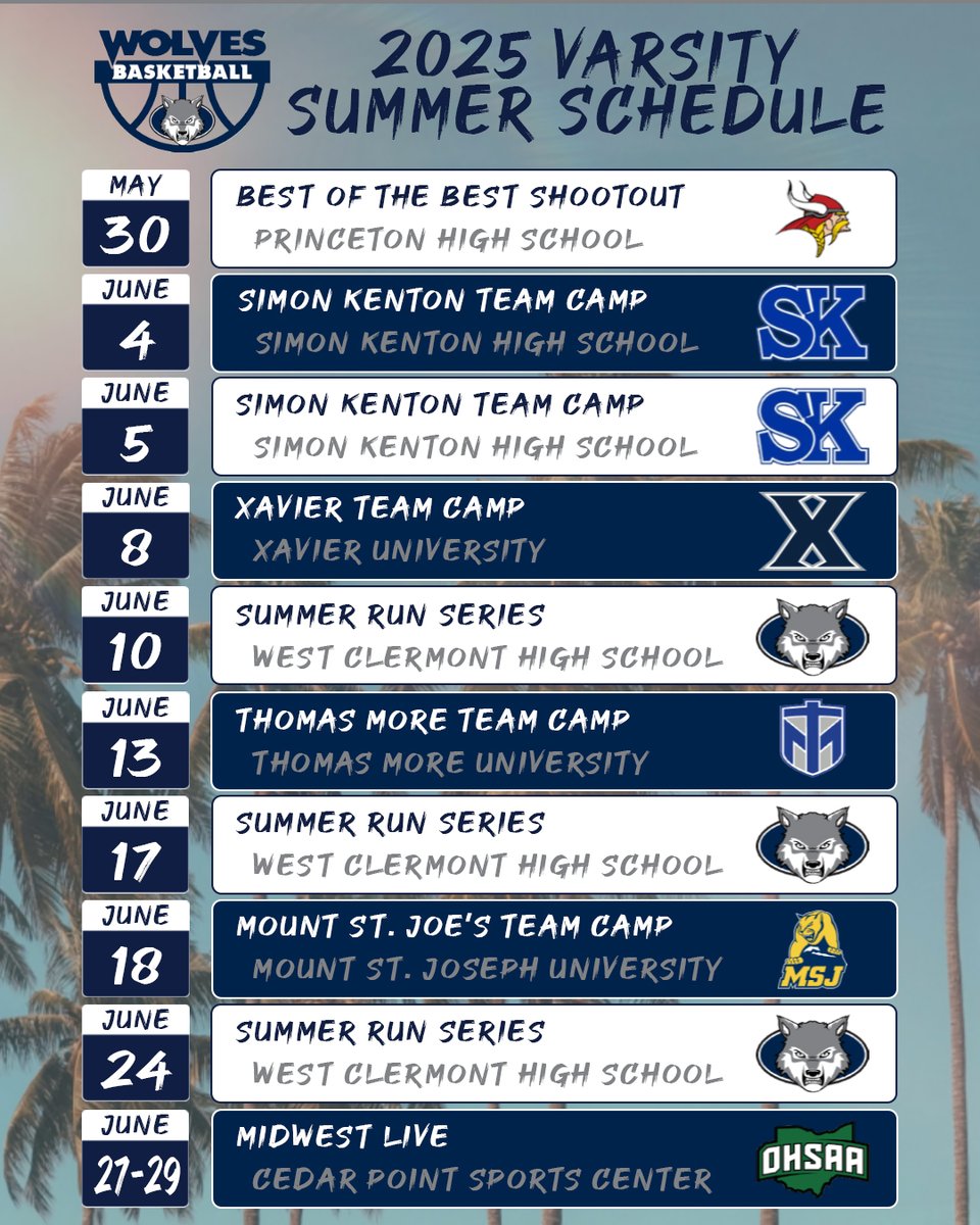 Looking forward to our summer games! Tons of chances to get better — we’re locked in and leveling up. This is where next season’s success starts. 💪🔥

#TheProcess #TeamGrind #SummerHoops #WestClermontWolves