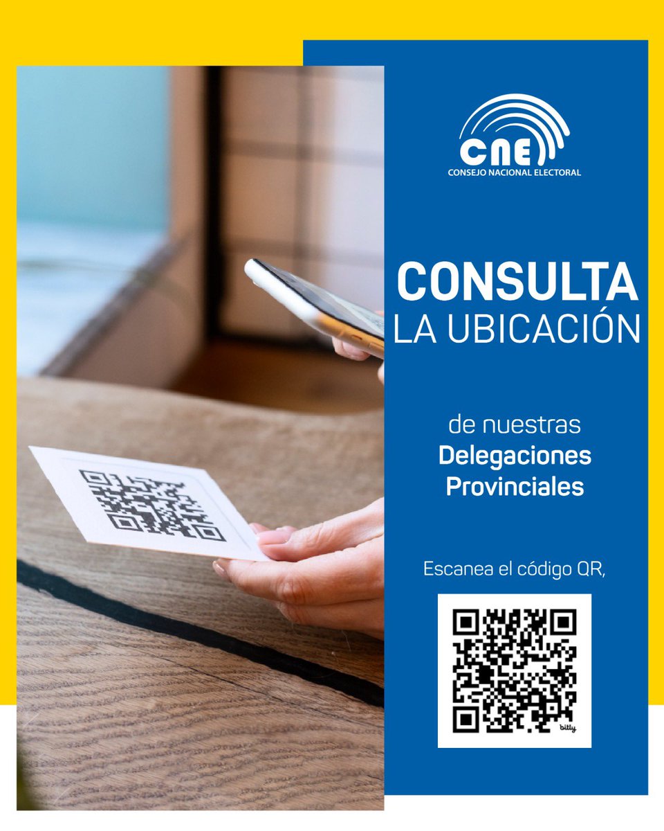 #CNEInforma | Consulta la ubicación de las Delegaciones Provinciales Electorales y realiza tus trámites presenciales.
Escanea el código QR ⤵️.