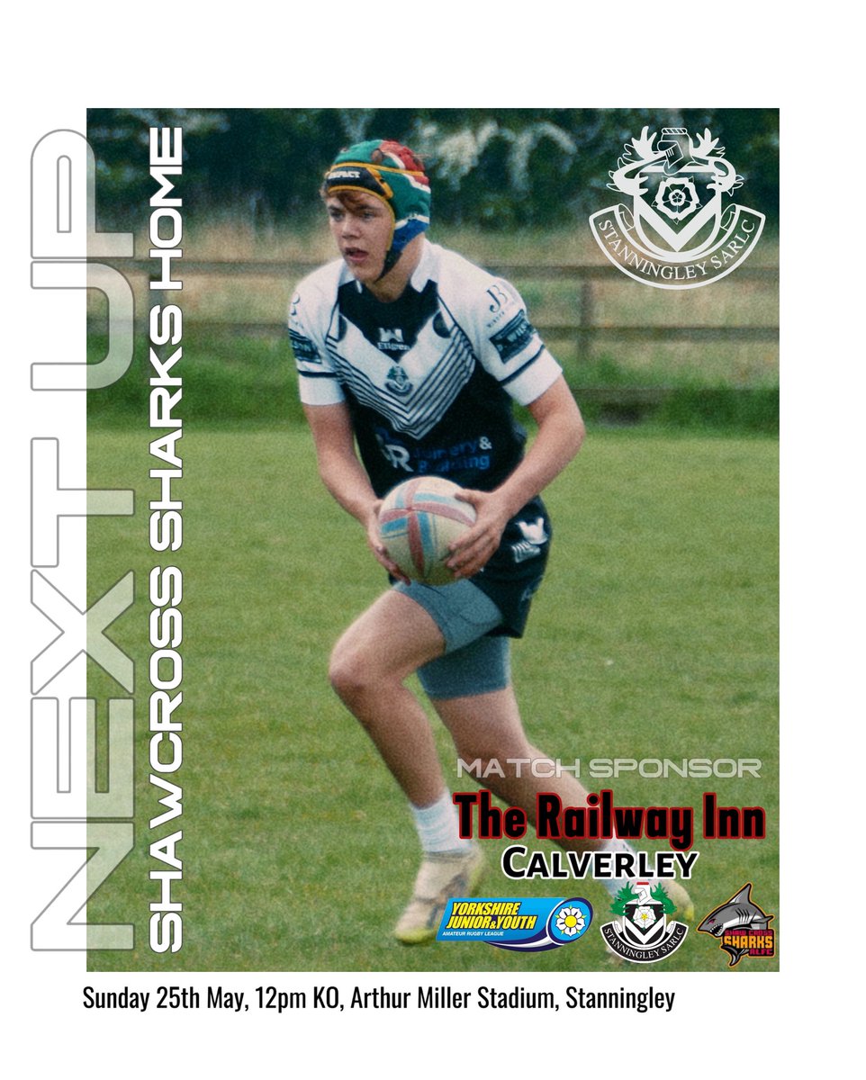 Stanningley Rugby Club (@stanningleyrlc) on Twitter photo Big thankyou to The Railway Inn, Calverley who are sponsoring this weekends U15s boys home game.
🏆Yorkshire Juniors Division 1
🗓️Sunday 25th May 2025
🏟️Arthur Miller Stadium
⏰12pm KO
Get down and support the boys 🏉 #UTS Big thankyou to The Railway Inn, Calverley who are sponsoring this weekends U15s boys home game.
🏆Yorkshire Juniors Division 1
🗓️Sunday 25th May 2025
🏟️Arthur Miller Stadium
⏰12pm KO
Get down and support the boys 🏉 #UTS
