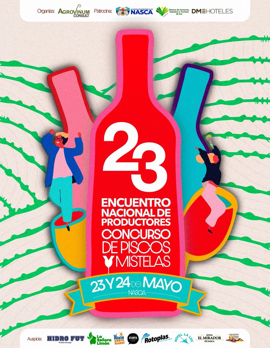 _camaradeica's tweet photo. ✨ 23 Encuentro Nacional de Productores - Concurso Nacional Pisco y Mistelas! ✨

📌 𝗜𝗡𝗦𝗖𝗥𝗜𝗣𝗖𝗜𝗢𝗡𝗘𝗦 𝗔𝗕𝗜𝗘𝗥𝗧𝗔𝗦

📅 Fecha: 23 y 24 de Mayo
📌 Lugar: Nasca
Información e Inscripciones: 984 117 450 | agrovinum.consult@gmail.com https://t.co/UQXXLak8PX