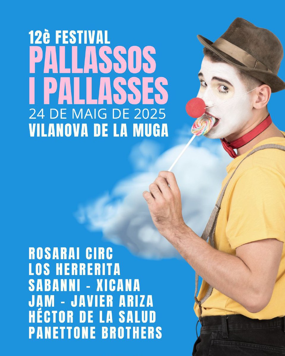 🎪 El Festival de Pallassos i Pallasses arriba aquest cap de setmana i converteix Vilanova de la Muga en el poble dels somriures!

📅 Dissabte 24 de maig de 2025
⏰ De 10 a 20.45 h
📍 Vilanova de la Muga
👉 menutsgirona.cat/festival-de-pa…

#menutsgirona <a href="/ajperalada/">Ajuntament Peralada</a>
