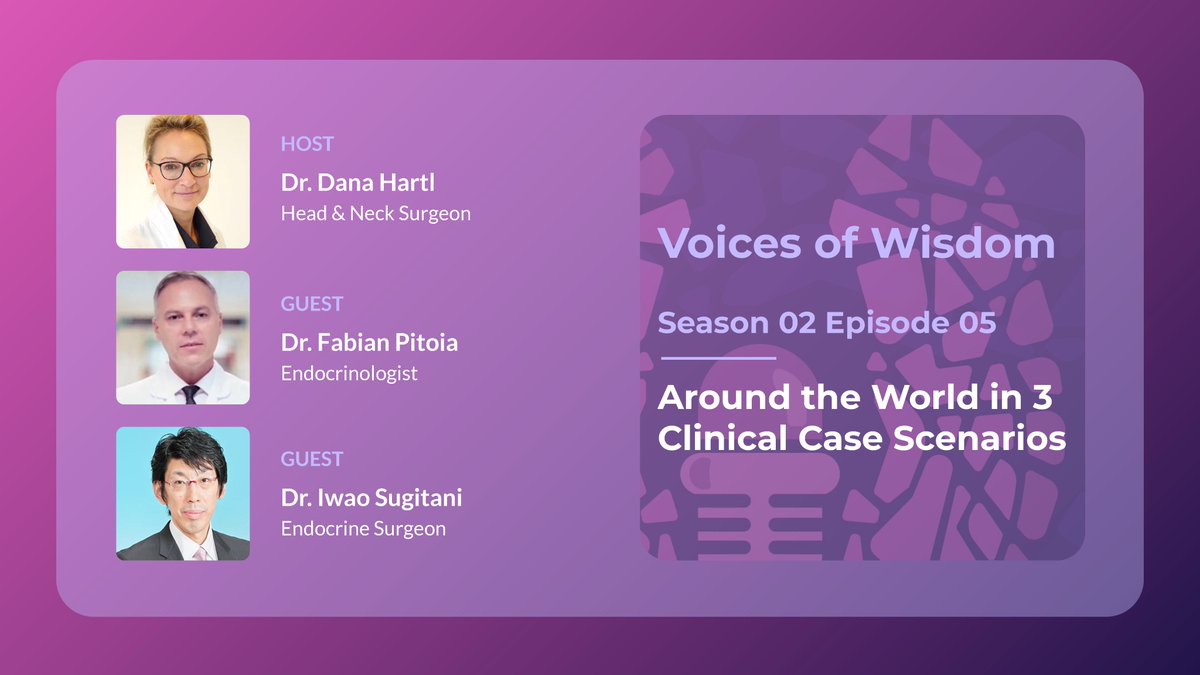 Camilo Gonzalez-Velazquez, MD. (@camilo_gzzv) on Twitter photo 🎙️If you love our Friday morning #TIROxMDs webinars, you won’t want to miss the latest Voices of Wisdom episode!
Dr. Dana Hartl hosts a truly global conversation with <a href="/Fabian_Pitoia/">Fabián Pitoia, MD, Ph D</a> 🇦🇷 and Dr. Iwao Sugitani 🇯🇵 — diving into 3 real #thyroid #cancer cases and the nuances of 🎙️If you love our Friday morning #TIROxMDs webinars, you won’t want to miss the latest Voices of Wisdom episode!
Dr. Dana Hartl hosts a truly global conversation with <a href="/Fabian_Pitoia/">Fabián Pitoia, MD, Ph D</a> 🇦🇷 and Dr. Iwao Sugitani 🇯🇵 — diving into 3 real #thyroid #cancer cases and the nuances of