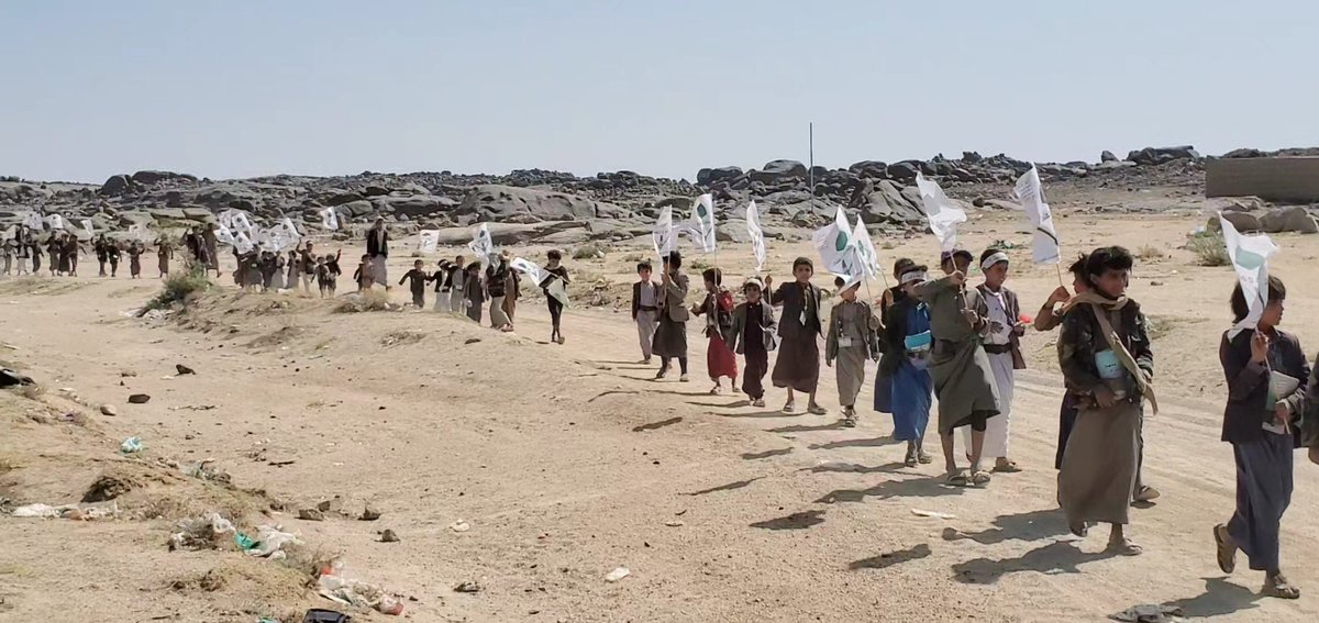 الجوف برط العنان.  مسير طلابي لمدرستي عمار بن ياسر النموذجيةالمفتوحة  ومدرسة الإمام يحيى بن زيد المفتوحة  بعزلة القضاة