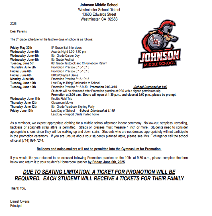 8th grade students and parents please read below 👇