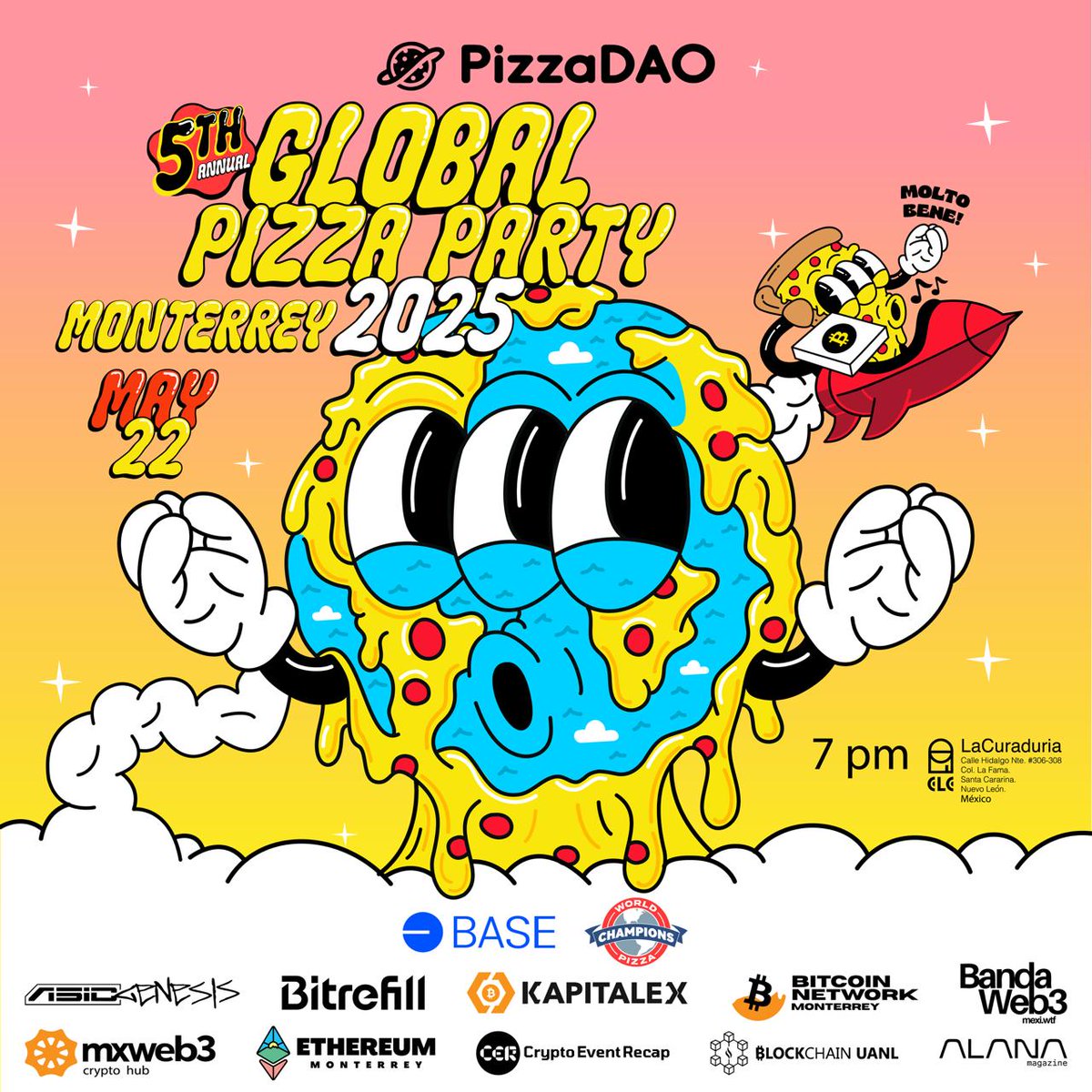 Javo.G'⚡ (@gzfjavo) on Twitter photo It's today! 🚀🔥
Banda de #cryptomty ya reservaron su lugar para la Pizza Party? 👀
<a href="/alana_xyz/">ALANA</a> estará presente junto con <a href="/BandaWeb3/">BandaWeb3</a> <a href="/mxweb3/">mxweb3</a> <a href="/Pizza_DAO/">PizzaDAO.eth 🍕🏴☠️</a> <a href="/RarePizzas/">Rare Pizzas NFT 🍕🤌</a> tirando fiesta con todos, jalate a tu cryptobro y vengan a conectar! 😉
Link👇
#PizzaDay #alana #mty #crypto It's today! 🚀🔥
Banda de #cryptomty ya reservaron su lugar para la Pizza Party? 👀
<a href="/alana_xyz/">ALANA</a> estará presente junto con <a href="/BandaWeb3/">BandaWeb3</a> <a href="/mxweb3/">mxweb3</a> <a href="/Pizza_DAO/">PizzaDAO.eth 🍕🏴☠️</a> <a href="/RarePizzas/">Rare Pizzas NFT 🍕🤌</a> tirando fiesta con todos, jalate a tu cryptobro y vengan a conectar! 😉
Link👇
#PizzaDay #alana #mty #crypto