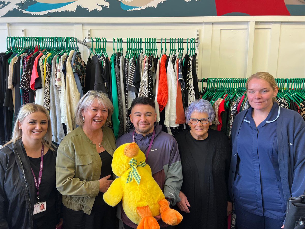 Gil Parker had the honour of being the first customer at the reopening of our Headland Shop on Northgate today.

He is pictured here alongside fellow fundraiser Nicola Winwood, Retail Manager Karen Witherley, Volunteer Dot Wright, and Clinical Lead Paula Tempest.