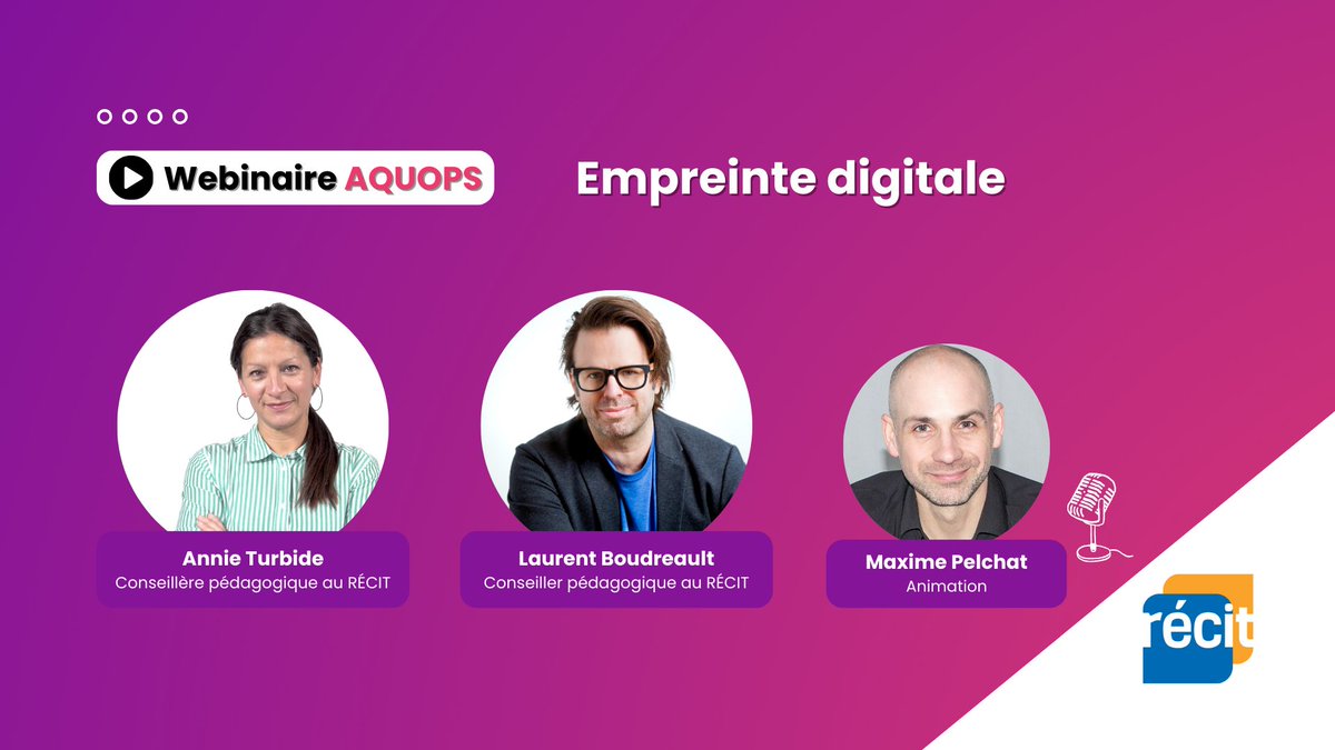 🌱 Empreinte digitale | #webinaireAQUOPS

Avec Annie Turbide et Laurent Boudreault, nous explorerons des leviers d’action pour aborder les enjeux écologiques du numérique sans tomber dans les raccourcis.

🎙 Animation : Maxime Pelchat
📅 Jeudi 5 juin | 12 h à 13 h
🔗