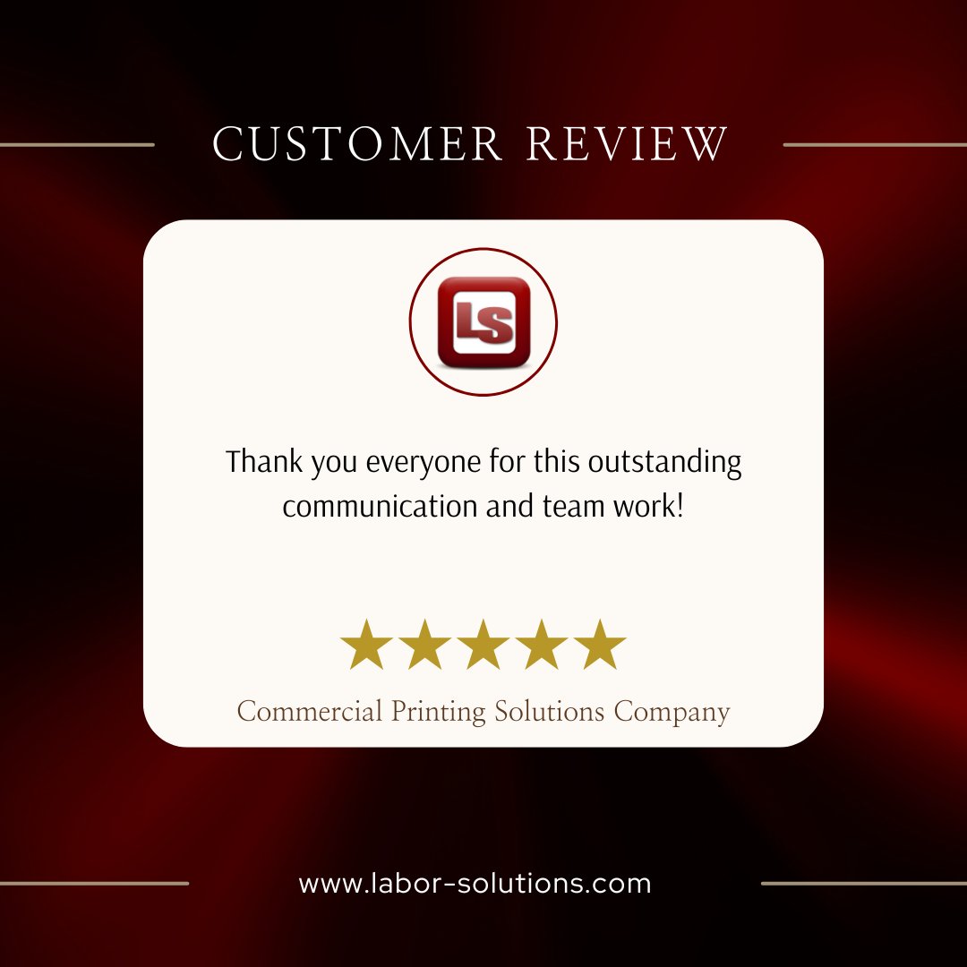 Thank you to our customers for their feedback! ✨

When you choose Labor Solutions, you’re not just choosing a staffing partner – you’re joining a family that’s invested in your success.
Contact us today: labor-solutions.com/contact/ 

#LaborSolutions #FindTalent #Staffing