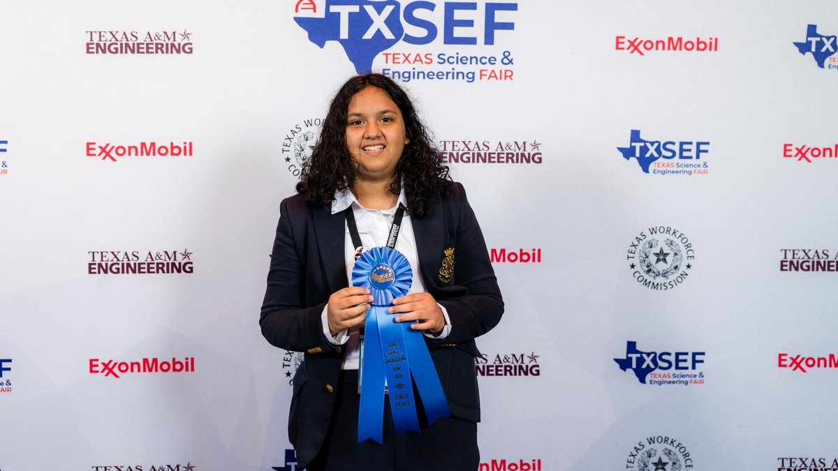 Prosper ISD Student Engagement (@pisdengage) on Twitter photo Amelia Alinkil made Prosper ISD history by earning 1st in Physics & Astronomy (Junior Division) at both the 2024–25 Dallas Regional & Texas State Science Fairs! 🏆 She also received the U.S. Air Force Award for Outstanding Achievement. <a href="/Prosper_JonesMS/">Jones Middle School</a> <a href="/ProsperISD/">Prosper ISD</a> #ProsperProud Amelia Alinkil made Prosper ISD history by earning 1st in Physics & Astronomy (Junior Division) at both the 2024–25 Dallas Regional & Texas State Science Fairs! 🏆 She also received the U.S. Air Force Award for Outstanding Achievement. <a href="/Prosper_JonesMS/">Jones Middle School</a> <a href="/ProsperISD/">Prosper ISD</a> #ProsperProud