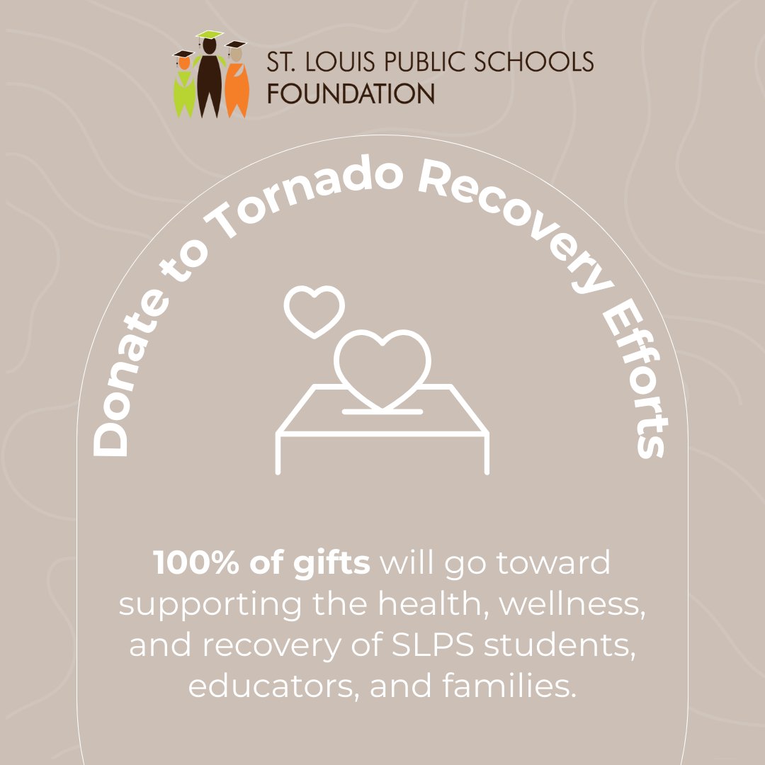 StlEdFund's tweet image. 100% of gifts will go toward supporting the health, wellness, and recovery of SLPS students, educators, and families.

Donate to relief efforts at: tinyurl.com/4tbeykp8.