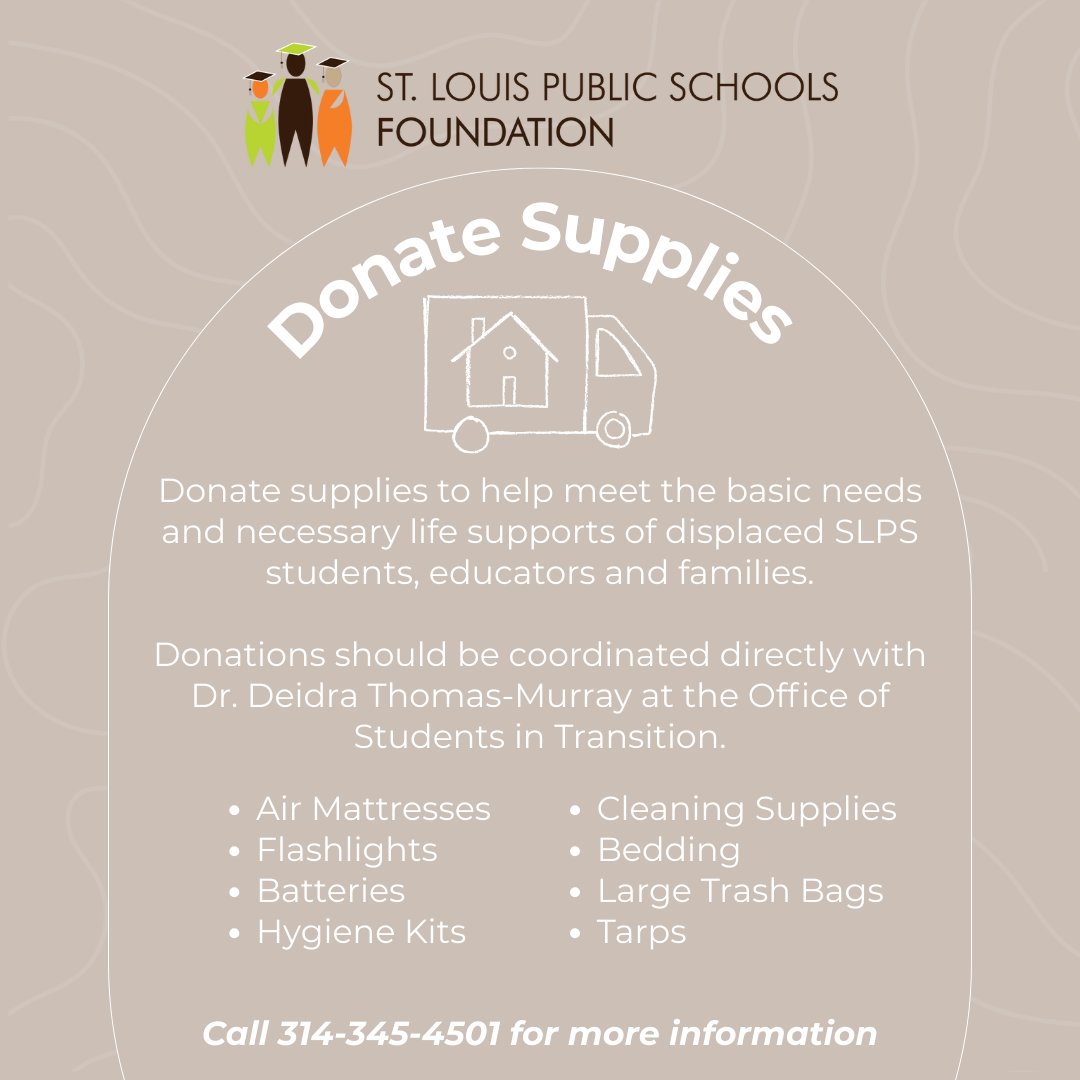 StlEdFund's tweet image. 100% of gifts will go toward supporting the health, wellness, and recovery of SLPS students, educators, and families.

Donate to relief efforts at: tinyurl.com/4tbeykp8.