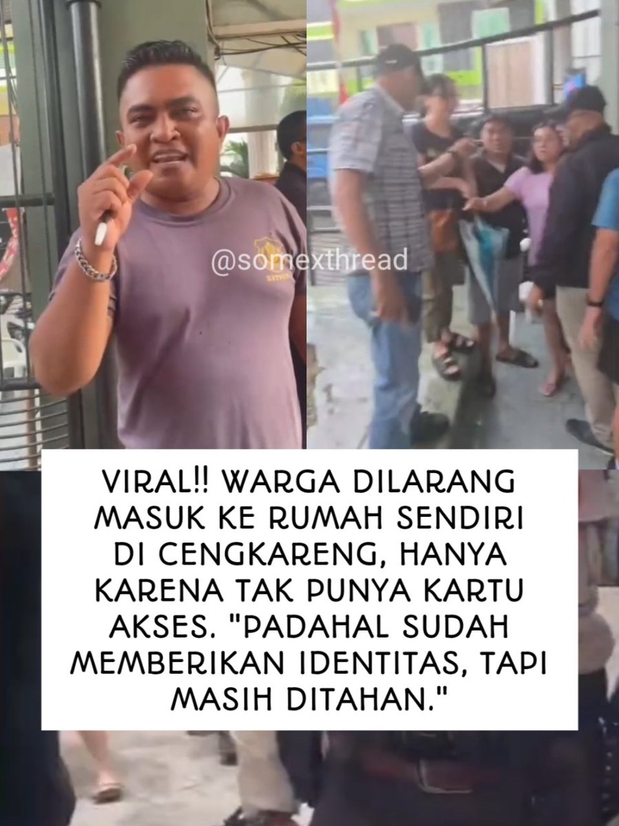 somexthread's tweet photo. Padahal gaji satpamnya dari IPL warga perumahan, malah yang punya rumah dilarang masuk😭👊

kok bisa ga kenal sama warga sendiri😭 https://t.co/lAiMYfi38d