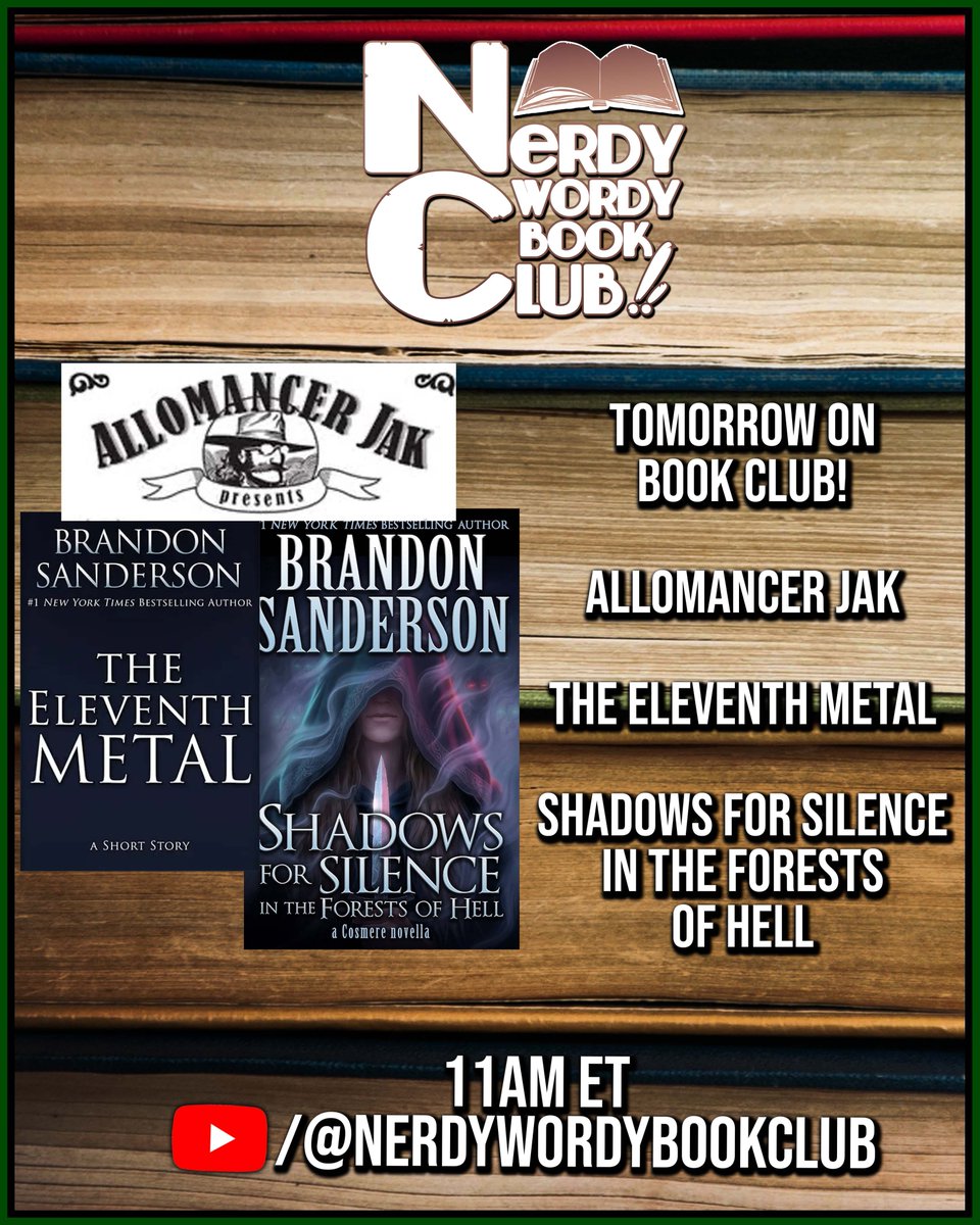 Nerdy Nightly (@nerdynightly) on Twitter photo TOMORROW on <a href="/nerdywordybook/">Nerdy Wordy Book Club</a> club we are covering some of #BrandonSanderson's short stories before we start #RhythmOfWar NEXT WEEK!
See you theeeeereeeee! TOMORROW on <a href="/nerdywordybook/">Nerdy Wordy Book Club</a> club we are covering some of #BrandonSanderson's short stories before we start #RhythmOfWar NEXT WEEK!
See you theeeeereeeee!