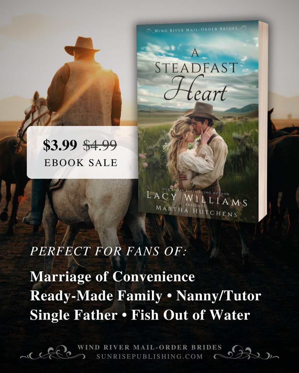 A STEADFAST HEART is coming June 3! 🩵⁠
⁠
@Lacy_Williams presents Martha Hutchens in book 2 of Wind River Mail-Order Brides ✍️⁠

Preorder the ebook for $3.99!
amazon.com/dp/B0D9NBSMQ8

#asteadfastheart #windrivermailorderbrides #lacywilliams