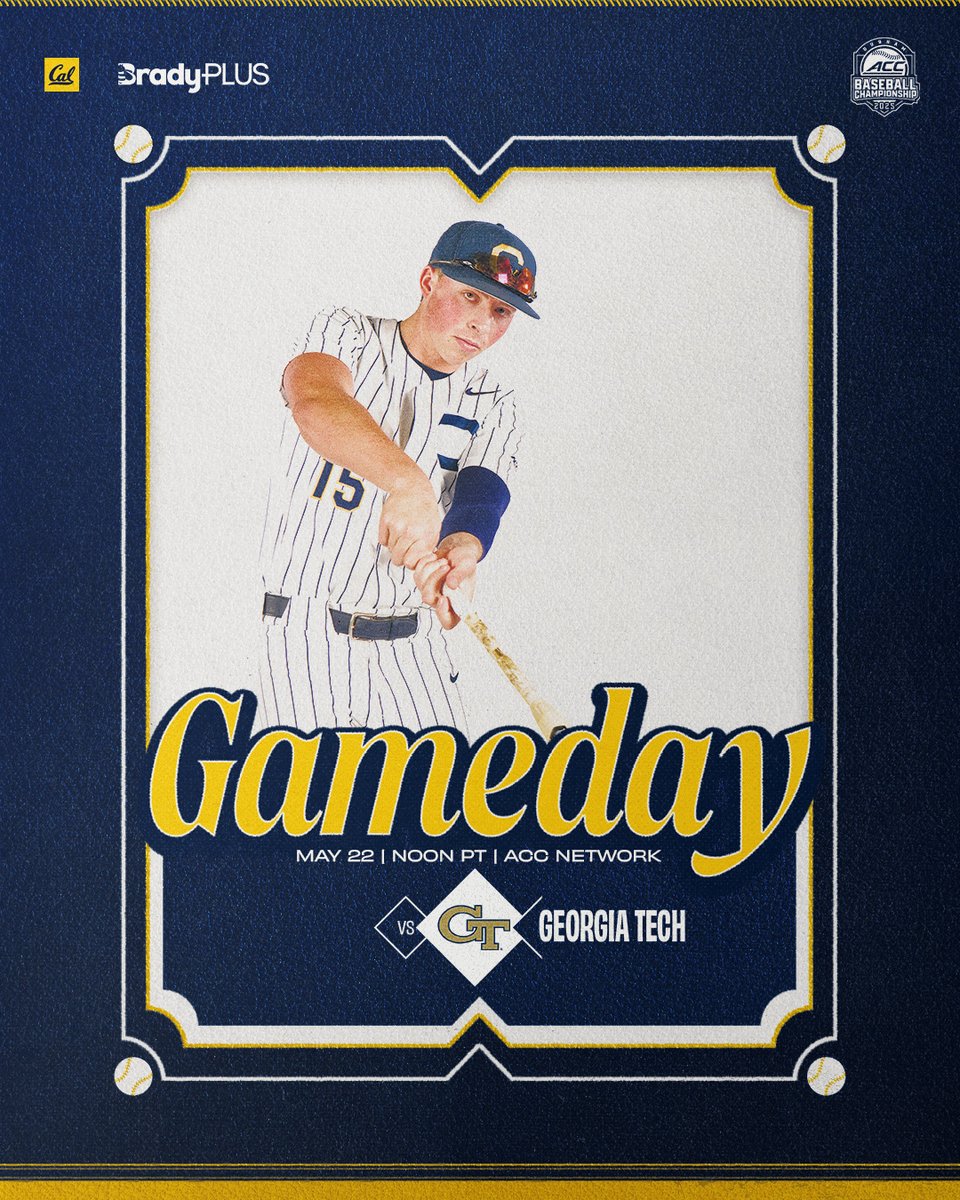 Back 2⃣ Play 

ACC Championship Quarterfinals
🆚 Georgia Tech
🗓️ Thursday, May 22
🗓️ Noon PT
📍 Durham, NC
📺 ACC Network (calbea.rs/3SgLkx1)
📊 calbea.rs/4dx1kVF

#GoBears