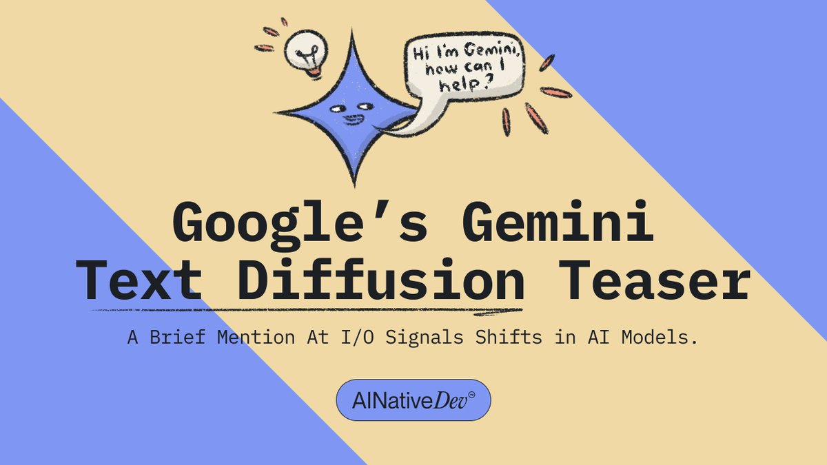 One of the most interesting announcements at I/O got just a few seconds of airtime: Gemini Diffusion.

A diffusion-based language model that:
• Generates in parallel, not left-to-right
• Hits ~1500 tokens/sec
• Can self-correct mid-generation

A potential shift in how AI