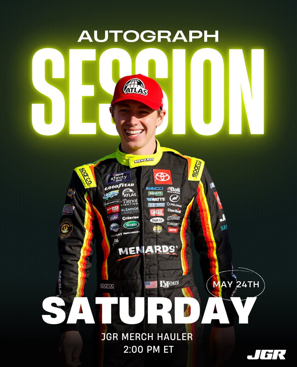 Joe Gibbs Racing (@joegibbsracing) on Twitter photo 🚨 AUTOGRAPH SESSION 🚨
Stop by the merch hauler this Saturday at 2:00 PM to meet <a href="/BrandonJonesRac/">Brandon Jones</a> and get an autograph!
No wristbands required! 🚨 AUTOGRAPH SESSION 🚨
Stop by the merch hauler this Saturday at 2:00 PM to meet <a href="/BrandonJonesRac/">Brandon Jones</a> and get an autograph!
No wristbands required!