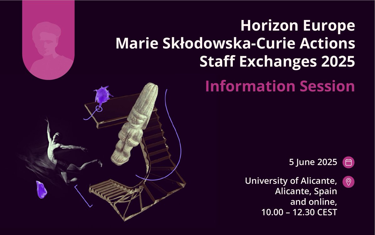 Horizonte Europa (@horizonteeuropa) on Twitter photo ➡️Sesión informativa de las <a href="/MSCActions/">Marie Skłodowska-Curie Actions</a> #StaffExchanges en España organizada por <a href="/REA_research/">European Research Executive Agency</a> y la <a href="/UA_Universidad/">Universidad de Alicante UA</a>.
🗓️ 5 de junio de 10:00 - 12:30 horas
🏫Universidad de Alicante
🔗horizonteeuropa.es/la-agencia-eje… ➡️Sesión informativa de las <a href="/MSCActions/">Marie Skłodowska-Curie Actions</a> #StaffExchanges en España organizada por <a href="/REA_research/">European Research Executive Agency</a> y la <a href="/UA_Universidad/">Universidad de Alicante UA</a>.
🗓️ 5 de junio de 10:00 - 12:30 horas
🏫Universidad de Alicante
🔗horizonteeuropa.es/la-agencia-eje…