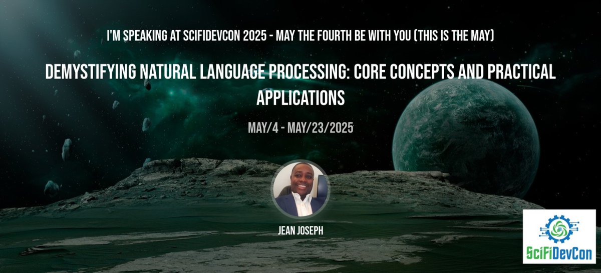 scifidevcon (@scifidevcon) on Twitter photo Day 15 of #SciFiDevCon is live! Today we have <a href="/garella79/">Jean Daniel</a> with "Demystifying Natural Language Processing: Core Concepts and Practical Applications" scifidevcon.com/courses/2025-s… Day 15 of #SciFiDevCon is live! Today we have <a href="/garella79/">Jean Daniel</a> with "Demystifying Natural Language Processing: Core Concepts and Practical Applications" scifidevcon.com/courses/2025-s…