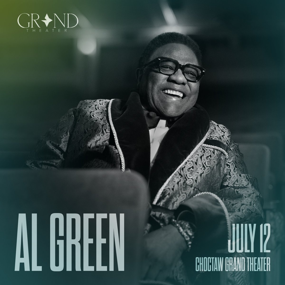 Al Green (@algreen) on Twitter photo Save the date 💚 July 12th at the beautiful <a href="/ChoctawCasinos/">Choctaw Casinos & Resorts</a> Grand Theater. Tickets go on sale tomorrow Save the date 💚 July 12th at the beautiful <a href="/ChoctawCasinos/">Choctaw Casinos & Resorts</a> Grand Theater. Tickets go on sale tomorrow