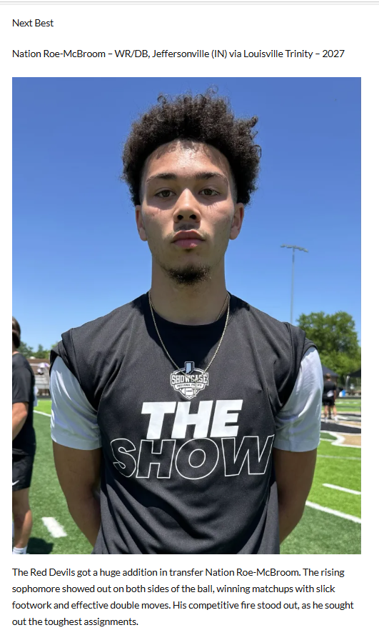 Thank you <a href="/IndianaPreps/">Indiana Preps</a> for the recognition!  
<a href="/mcbroom_ta/">Ta'Shawn McBroom</a> <a href="/HCoachJoeWash77/">Coach Washington LPCA M.Ed</a> <a href="/JeffRedDevilFB/">Jeff Red Devils Football</a> <a href="/Jefffootball100/">Jeffersonville Football</a> <a href="/IndyWeOutHere/">IndyWeOutHere ‼️</a> <a href="/PrepRedzoneIN/">Prep Redzone Indiana</a> <a href="/INShowcase1/">Indiana Showcase</a> <a href="/Indyrecruit_/">IndyRecruit</a>