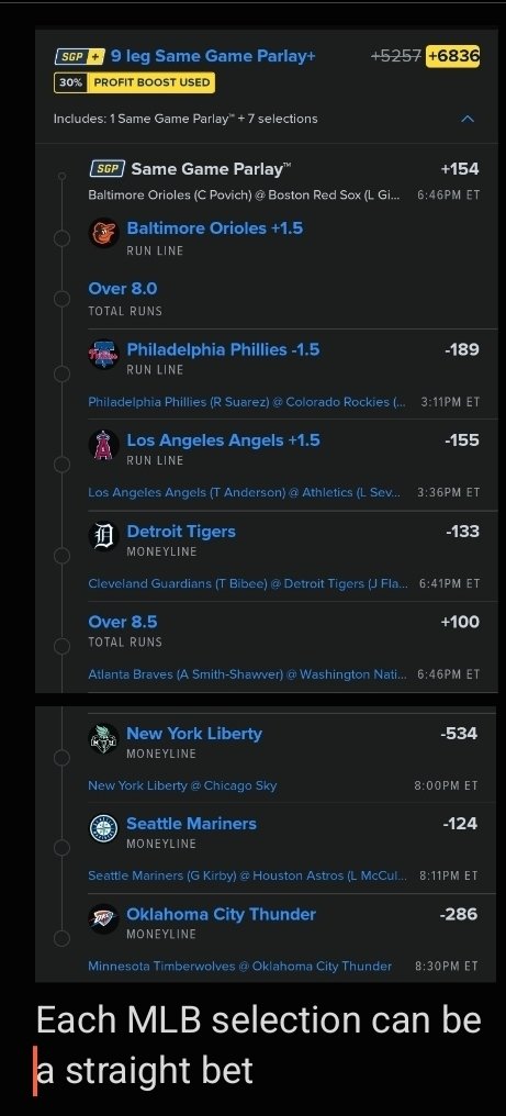 bob_sports_pix's tweet photo. Yesterday
MLB 5-4 including MN 1st game
(29-15 last 7 days)
#ThursdayMorning
#MLBPicks #WNBA #NBA
9 leg #parlay 4 fun
#sidebets #Totalbets
#TOTAL
See SS
Each MLB leg is a straight bet
Follow ๐ถโโ๏ธ๐ถโโ๏ธ4 More
๐ซ miss any ๐ค
#FreePlays #BettingX #SportsPicks
#BettingX #handicapper https://t.co/f5Um0R3aRh