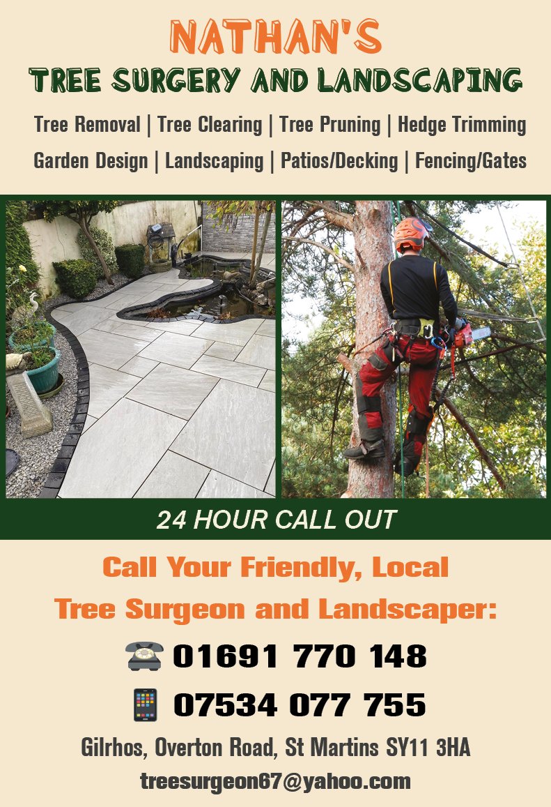 Nathan is your friendly, local tree surgeon and landscaper. Call him now on 01691 770 148 
24-hour call out! 
#northwalessocial 
#nw4b