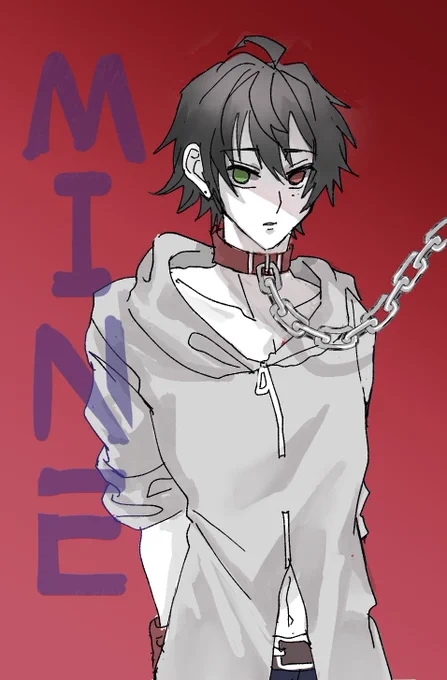 うぱさんの束縛された1描かせて頂きました～!ポップで可愛い絵にするか迷いましたが、シチュが癖に刺さったのでこちらにしました 