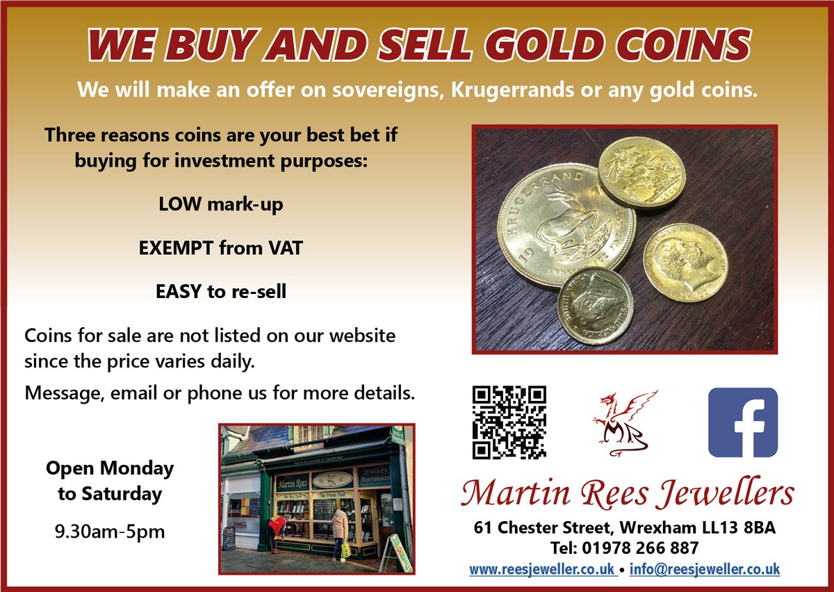 Love Wrexham Magazine (@love_wrexham) on Twitter photo Martin Rees Jewellers buy and sell gold coins! Pay them a visit at their Chester Street shop!
reesjeweller.co.uk |
<a href="/martinrees9/">MartinRees Jewellers</a>
#northwalessocial #nwaleshour #nw4b Martin Rees Jewellers buy and sell gold coins! Pay them a visit at their Chester Street shop!
reesjeweller.co.uk |
<a href="/martinrees9/">MartinRees Jewellers</a>
#northwalessocial #nwaleshour #nw4b