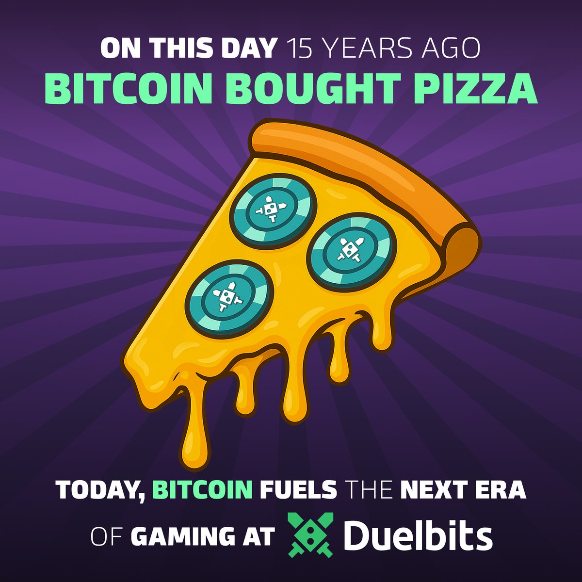 Duelbits's tweet image. Happy Bitcoin Pizza Day! 🍕

Two pizzas once cost 10,000 $BTC 

The most expensive meal in history? 🍽️