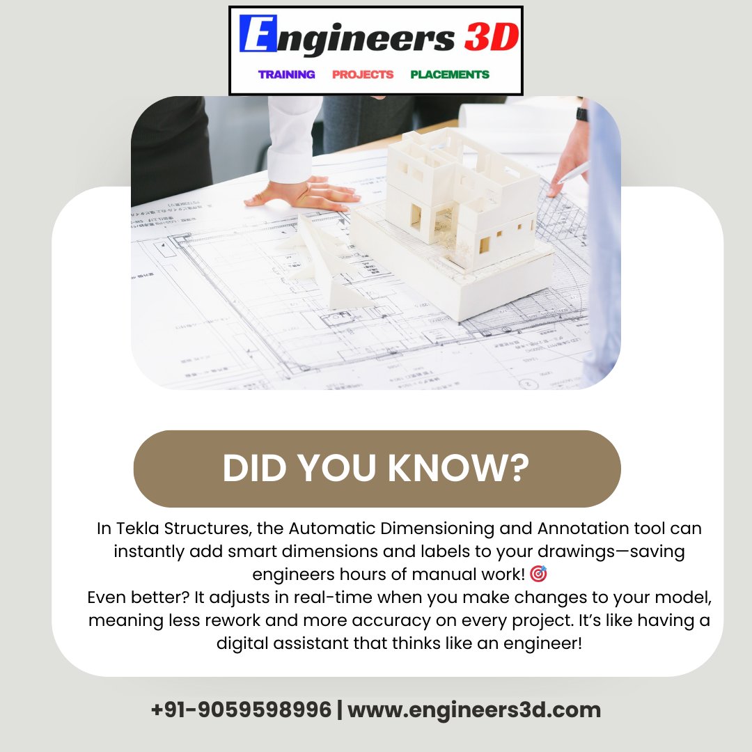 Engineers3d's tweet image. Mind-blown engineering hack! Tekla's Auto-Dimensioning adds smart labels &amp;amp; dimensions in seconds 😱—zero stress, max precision! Your 3D game just leveled UP. Draft less, build more! 💥💻🏗️ #TeklaTips #3DEngineering #CivilLegends #SmartDrafting #AutoMagic #TeklaStructures