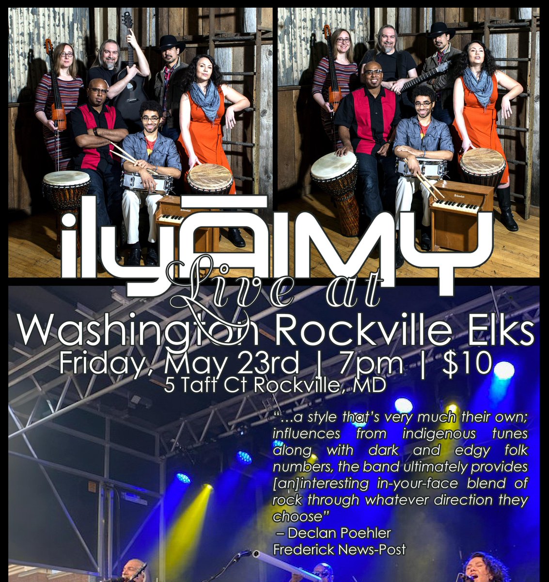 Tomorrow in Rockville: FULL BAND SHOW playing for a bunch of Elks (and you, it's a public show) at the Washington / Rockville Elks Club. One of the best-sounding rooms in town - just $10!
ilyaimy.com/events/rockvil…