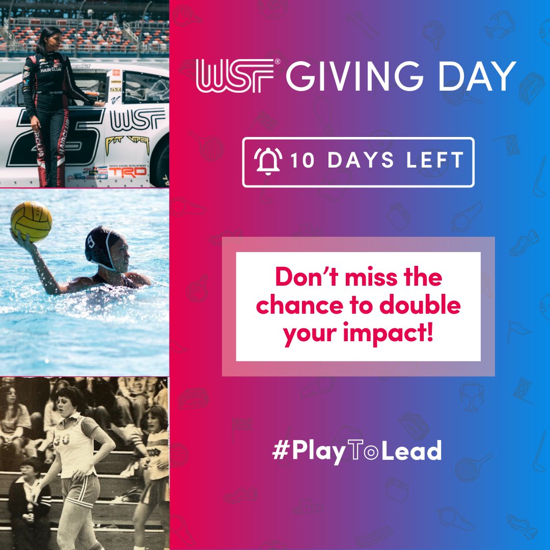 Women's Sports Foundation (@womenssportsfdn) on Twitter photo WSF Giving Day may be over, but the impact isn't! You still have 10 days left to double your gift thanks to our generous donors.🎁Every donation made through May 31 will be matched dollar-for-dollar- meaning twice the support for girls and women in sports! womenssportsfoundation.salsalabs.org/givingday25/in… WSF Giving Day may be over, but the impact isn't! You still have 10 days left to double your gift thanks to our generous donors.🎁Every donation made through May 31 will be matched dollar-for-dollar- meaning twice the support for girls and women in sports! womenssportsfoundation.salsalabs.org/givingday25/in…