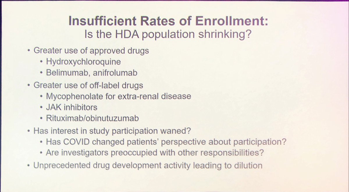 Janetbirdope's tweet image. We can’t enroll in #SLE #RCTs 
Fixes
#Pragmatic active A vs B 

?emulation studies 
Adaptive design 
Shorten trial duration to 6/12 in nonrenal RCTs 
Withdrawal of #prednisone 
Flare prevention 

RCTs Not addressing actual pts 

⁦@RheumNow⁩ #LUPUS2025
