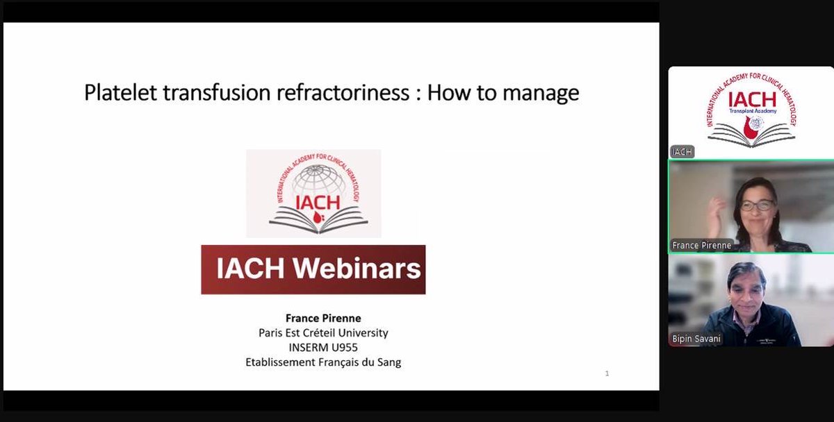 IACH (@theiach) on Twitter photo We are LIVE!
<a href="/TheIACH/">IACH</a> Transplant Academy webinar:
Refractoriness to Platelets Transfusion: How to Manage?
Register for FREE
⬇️⬇️
us06web.zoom.us/webinar/regist…
<a href="/Mohty_EBMT/">Mohamad Mohty</a> <a href="/BipinSavani/">Bipin Savani</a> We are LIVE!
<a href="/TheIACH/">IACH</a> Transplant Academy webinar:
Refractoriness to Platelets Transfusion: How to Manage?
Register for FREE
⬇️⬇️
us06web.zoom.us/webinar/regist…
<a href="/Mohty_EBMT/">Mohamad Mohty</a> <a href="/BipinSavani/">Bipin Savani</a>