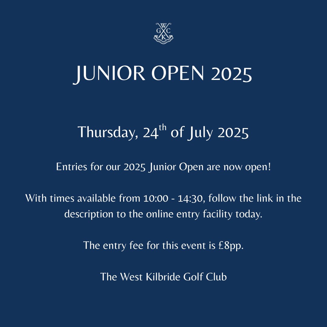The West Kilbride Golf Club Junior Open 2025 is now open! ⛳️

Entries can be made using the below link 👇🏻

visitors.brsgolf.com/westkilbride#/…

#TheWestKilbrideGolfClub #JuniorGolf