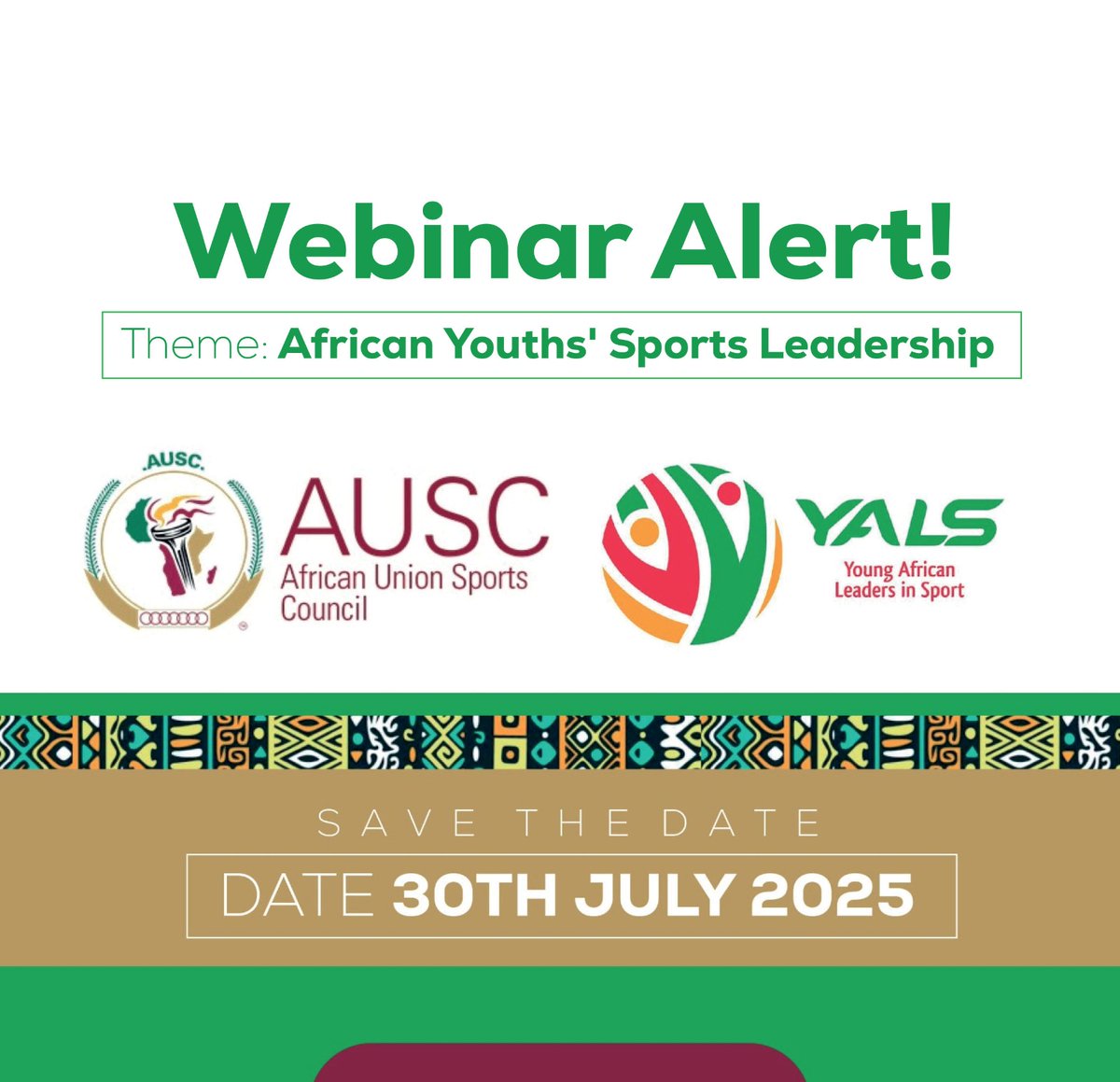 African Union Sports Council (@africanunionsp1) on Twitter photo ๐๐ผ๐๐ ๐๐๐ ๐ฟ๐ผ๐๐...
On the ๐ฏ๐ฌ๐๐ต ๐๐๐น๐ ๐ฎ๐ฌ๐ฎ๐ฑ, the African Union Sports Council (AUSC) and the Young African Leaders in Sports (YALS) are co-convening a high-level webinar themed: ๐๐ณ๐ฟ๐ถ๐ฐ๐ฎ๐ป ๐ฌ๐ผ๐๐๐ต๐' ๐ฆ๐ฝ๐ผ๐ฟ๐๐ ๐๐ฒ๐ฎ๐ฑ๐ฒ๐ฟ๐๐ต๐ถ๐ฝ!
<a href="/_AfricanUnion/">African Union</a> ๐๐ผ๐๐ ๐๐๐ ๐ฟ๐ผ๐๐...
On the ๐ฏ๐ฌ๐๐ต ๐๐๐น๐ ๐ฎ๐ฌ๐ฎ๐ฑ, the African Union Sports Council (AUSC) and the Young African Leaders in Sports (YALS) are co-convening a high-level webinar themed: ๐๐ณ๐ฟ๐ถ๐ฐ๐ฎ๐ป ๐ฌ๐ผ๐๐๐ต๐' ๐ฆ๐ฝ๐ผ๐ฟ๐๐ ๐๐ฒ๐ฎ๐ฑ๐ฒ๐ฟ๐๐ต๐ถ๐ฝ!
<a href="/_AfricanUnion/">African Union</a>