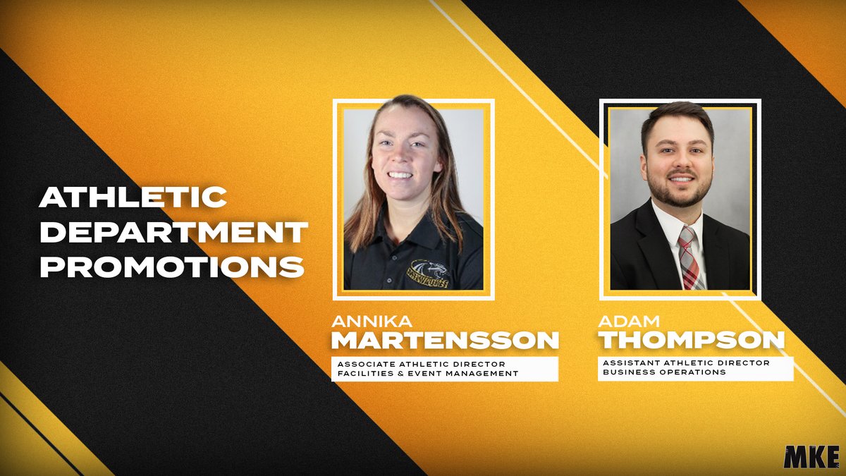 MKEPanthers's tweet image. Congratulations to Annika and to Adam in their new roles in the department! #ForTheMKE 〽️
Milwaukee Athletics Announces Staff Promotions mkepanthers.com/news/2025/5/22…