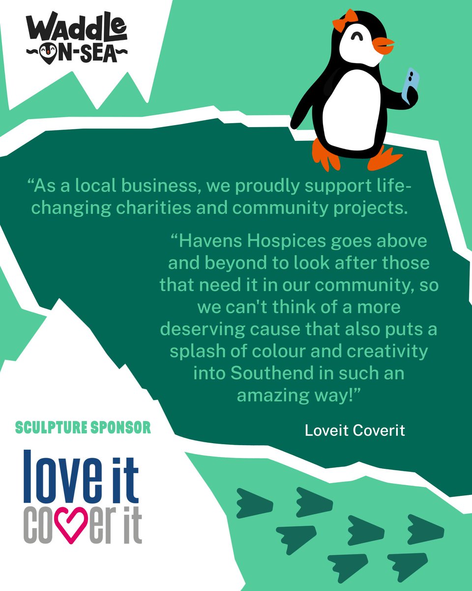 waddleonsea (@waddleonsea) on Twitter photo Meet sculpture sponsor <a href="/loveitcoverit/">loveit coverit</a> 🐧👋
Based in Southend-on-Sea, they’ve offered top phone, gadget, and travel insurance since 2016.
Thanks for supporting a brrrrrilliant Waddle-on-Sea summer for all! Meet sculpture sponsor <a href="/loveitcoverit/">loveit coverit</a> 🐧👋
Based in Southend-on-Sea, they’ve offered top phone, gadget, and travel insurance since 2016.
Thanks for supporting a brrrrrilliant Waddle-on-Sea summer for all!