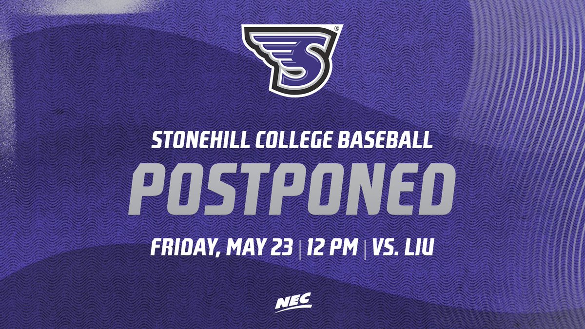 Stonehill Athletics (@gostonehill) on Twitter photo 🌧️WEATHER ALERT🌧️
Due to inclement weather, today's <a href="/StonehillBASE/">Stonehill Baseball</a> game against LIU has been postponed to a 12 PM start tomorrow at Heritage Financial Park.⚾️
#GoHill | #NECBaseball 🌧️WEATHER ALERT🌧️
Due to inclement weather, today's <a href="/StonehillBASE/">Stonehill Baseball</a> game against LIU has been postponed to a 12 PM start tomorrow at Heritage Financial Park.⚾️
#GoHill | #NECBaseball